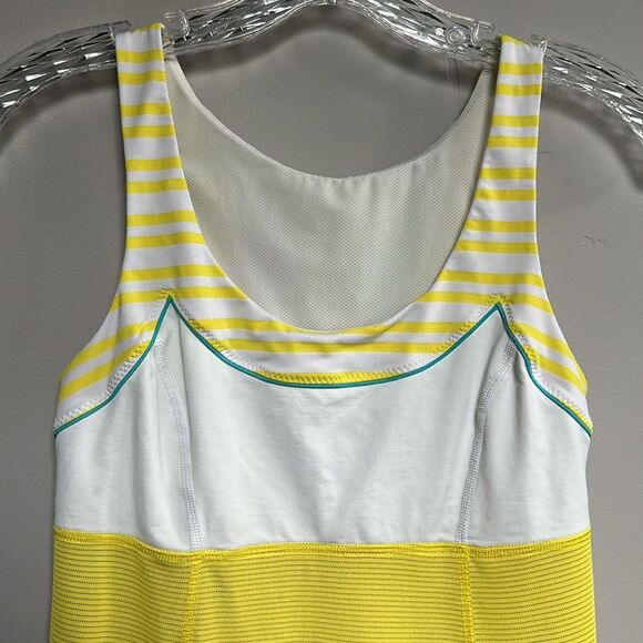 Lululemon Run Ta Ta Topper Tank Top Twin Stripe Sizzle (yellow) White XS Size 4 - Picture 4 of 16